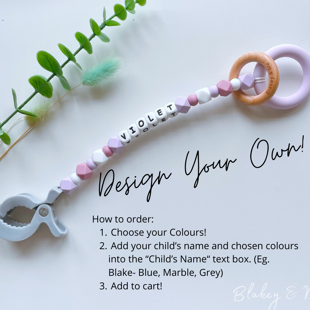Design Your Own Personalised Pram Toy add your chosen colours in the child s name text box. Eg Blake teal blue marble white